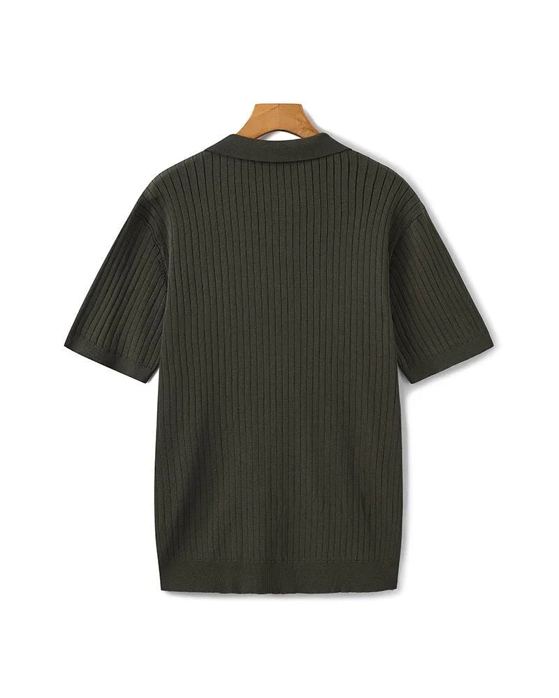 St. James - Ribbed Camicia Polo in Maglia Premium – Verde