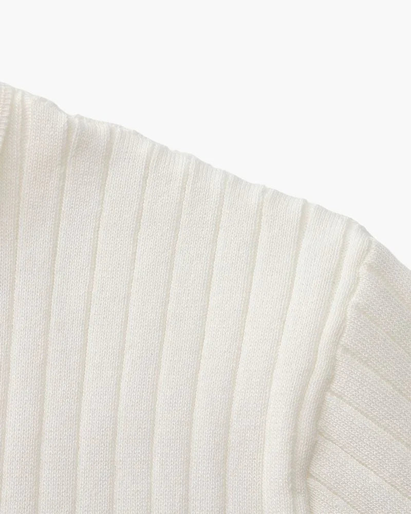 St. James - Ribbed Camicia Polo in Maglia Premium – Bianco