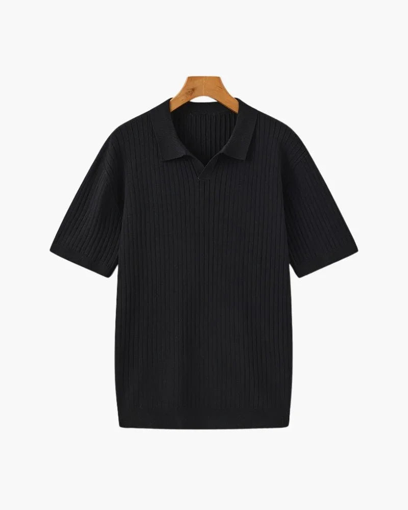 St. James - Ribbed Camicia Polo in Maglia Premium – Nero