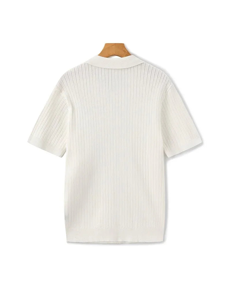 St. James - Ribbed Camicia Polo in Maglia Premium – Bianco
