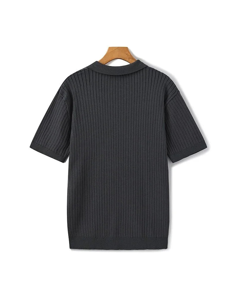 St. James - Ribbed Camicia Polo in Maglia Premium – Grigio