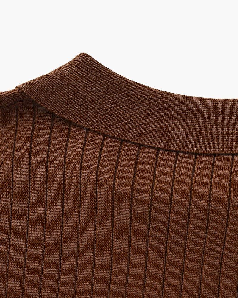 St. James - Ribbed Camicia Polo in Maglia Premium – Marrone