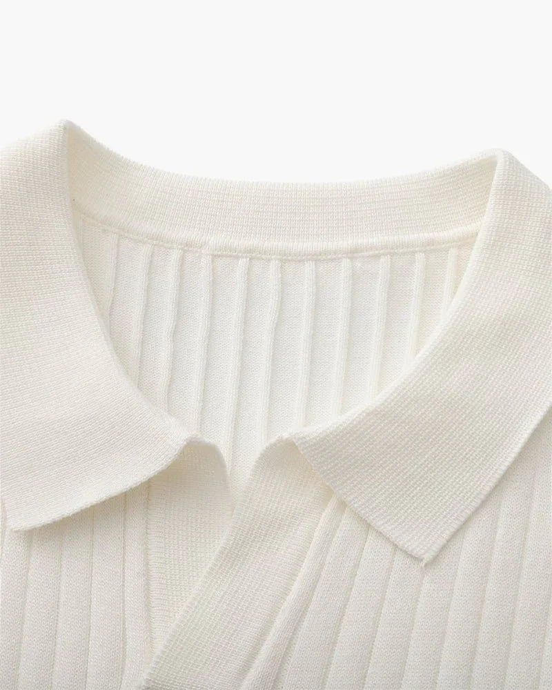 St. James - Ribbed Camicia Polo in Maglia Premium – Bianco