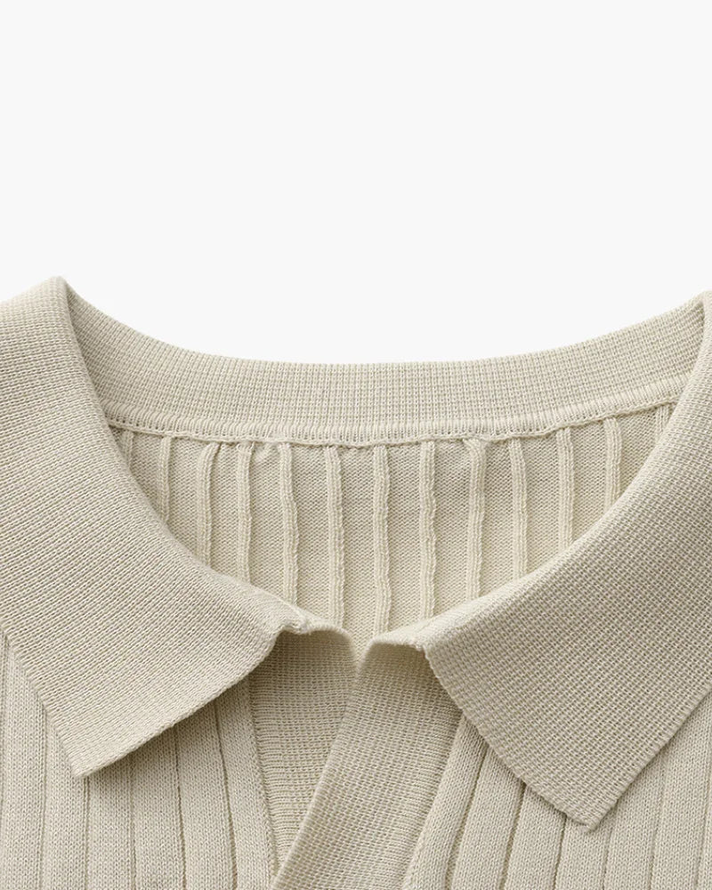 St. James - Ribbed Camicia Polo in Maglia Premium – Beige