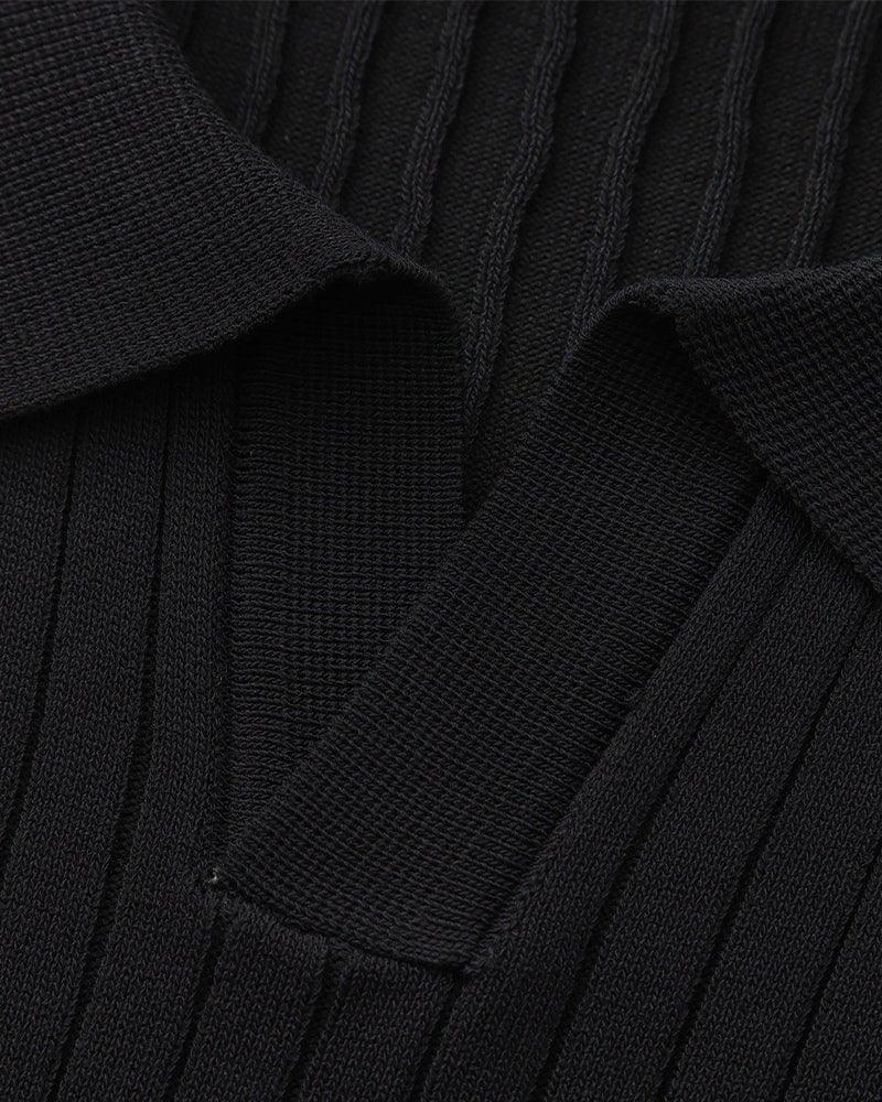 St. James - Ribbed Camicia Polo in Maglia Premium – Nero