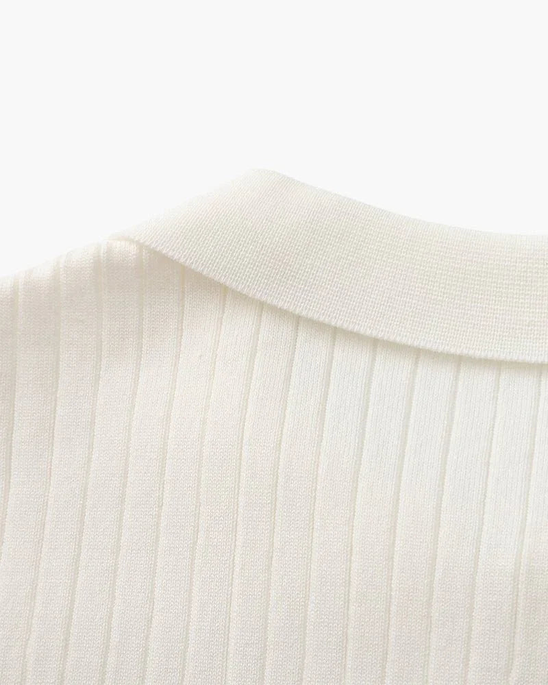 St. James - Ribbed Camicia Polo in Maglia Premium – Bianco