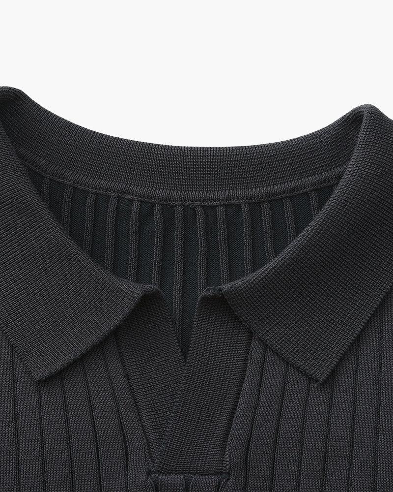 St. James - Ribbed Camicia Polo in Maglia Premium – Grigio