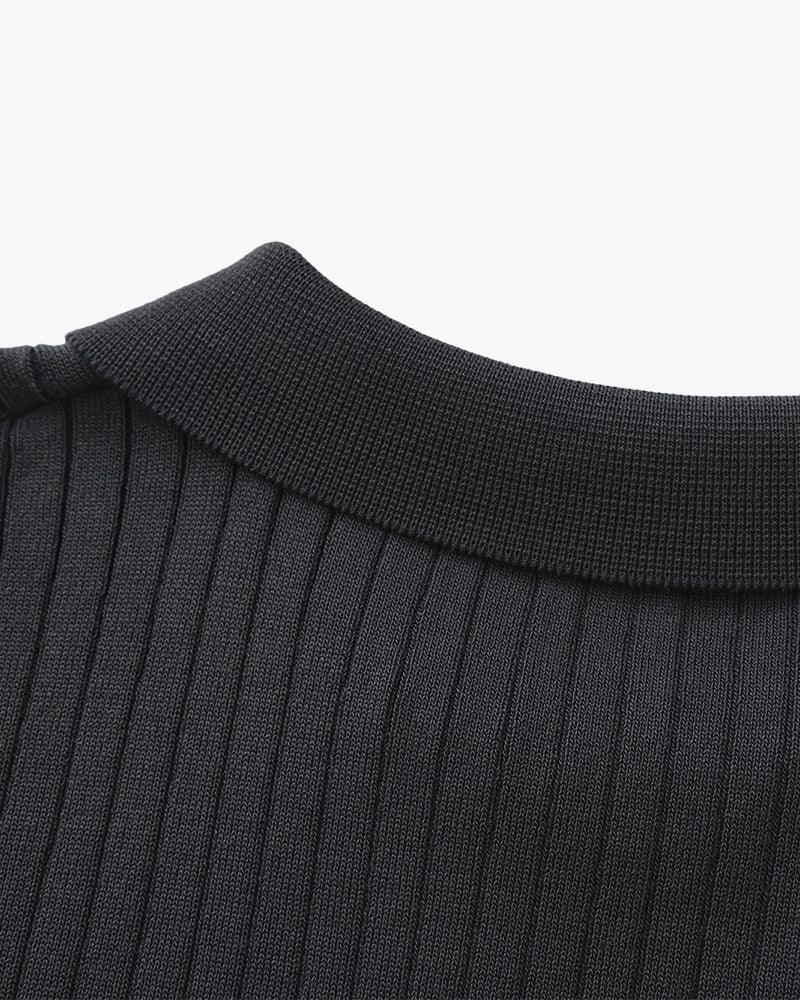 St. James - Ribbed Camicia Polo in Maglia Premium – Grigio