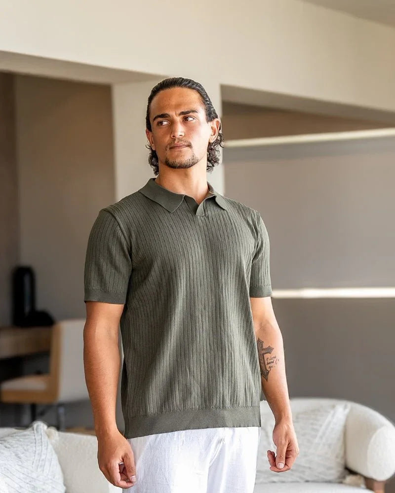 St. James - Ribbed Camicia Polo in Maglia Premium – Verde
