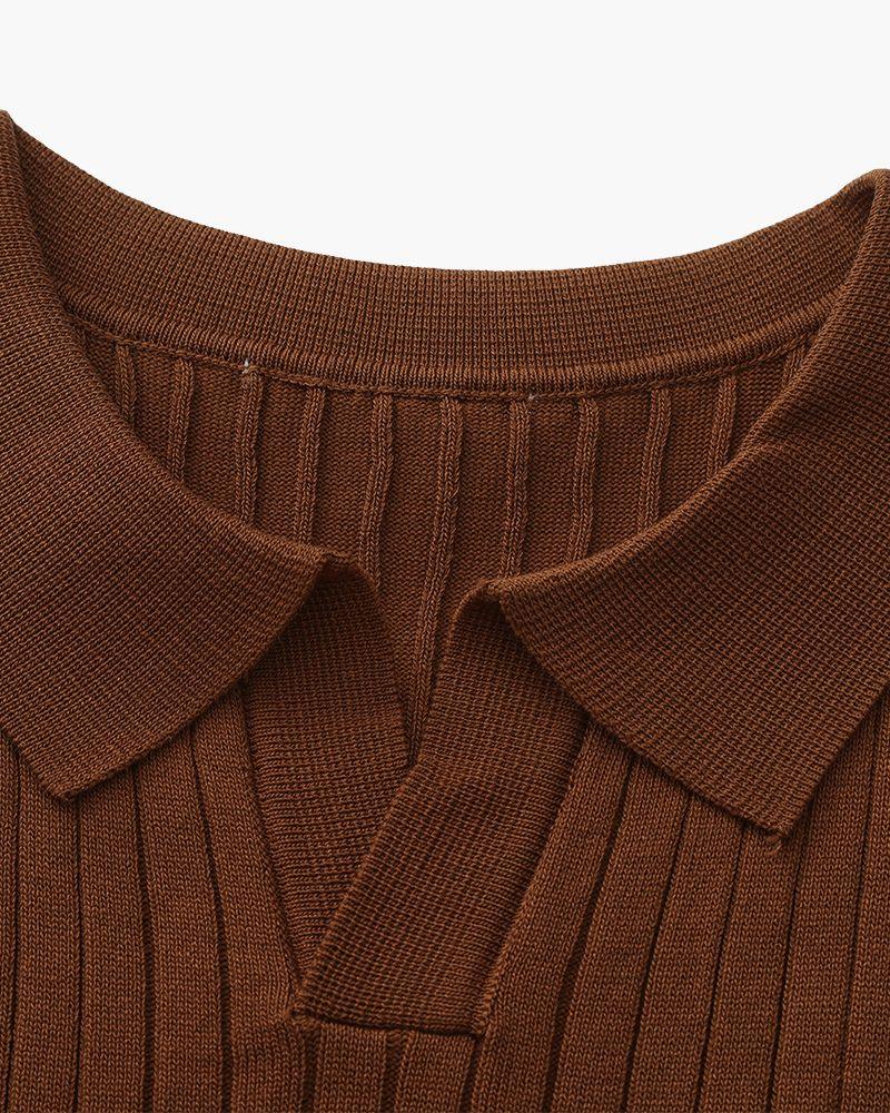 St. James - Ribbed Camicia Polo in Maglia Premium – Marrone