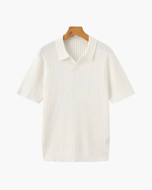 St. James - Ribbed Camicia Polo in Maglia Premium – Bianco