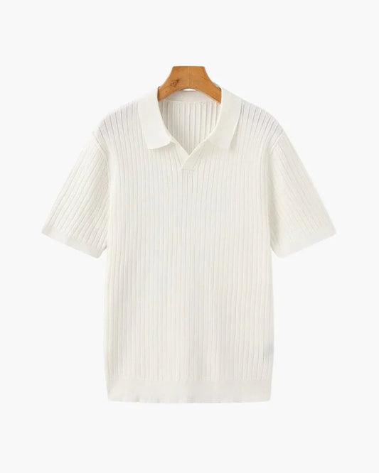 St. James - Ribbed Camicia Polo in Maglia Premium – Bianco