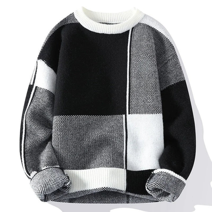 New Fashion Trend Geometric Crew Neck Sweater