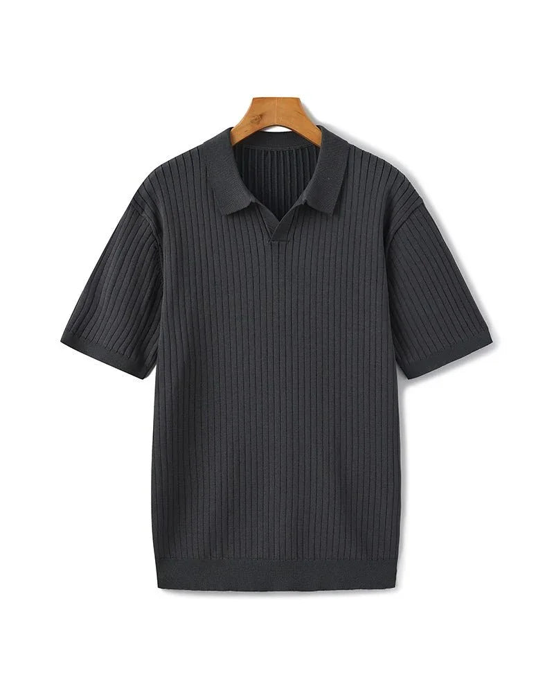St. James - Ribbed Camicia Polo in Maglia Premium – Grigio