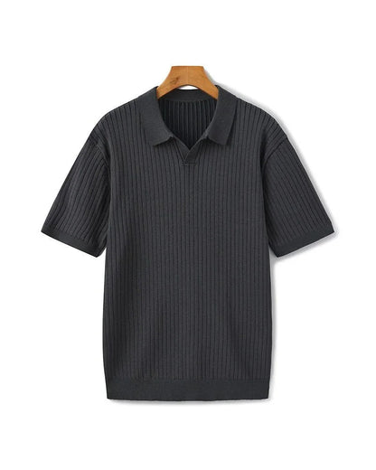 St. James - Ribbed Camicia Polo in Maglia Premium – Grigio