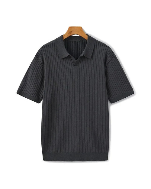 St. James - Ribbed Camicia Polo in Maglia Premium – Grigio