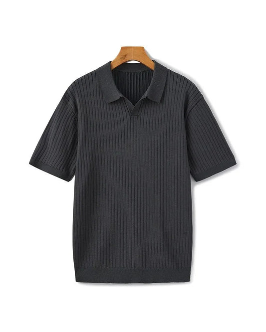 St. James - Ribbed Camicia Polo in Maglia Premium – Grigio