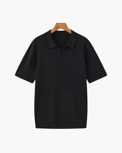 St. James - Ribbed Camicia Polo in Maglia Premium – Nero