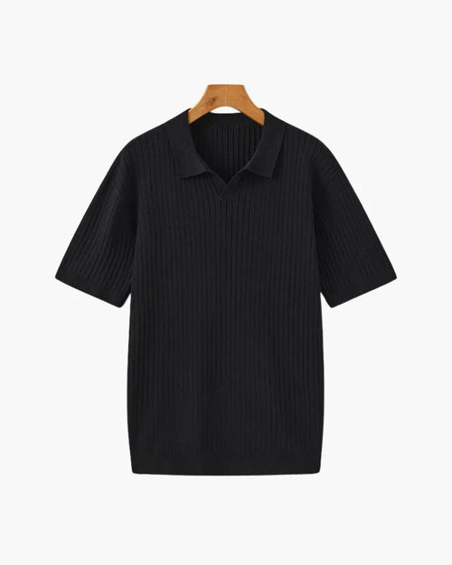 St. James - Ribbed Camicia Polo in Maglia Premium – Nero