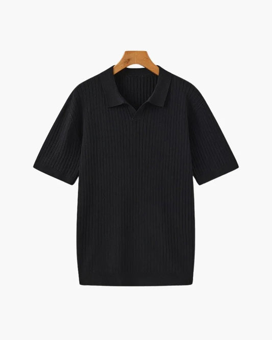 St. James - Ribbed Camicia Polo in Maglia Premium – Nero
