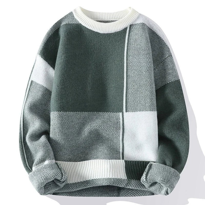 New Fashion Trend Geometric Crew Neck Sweater