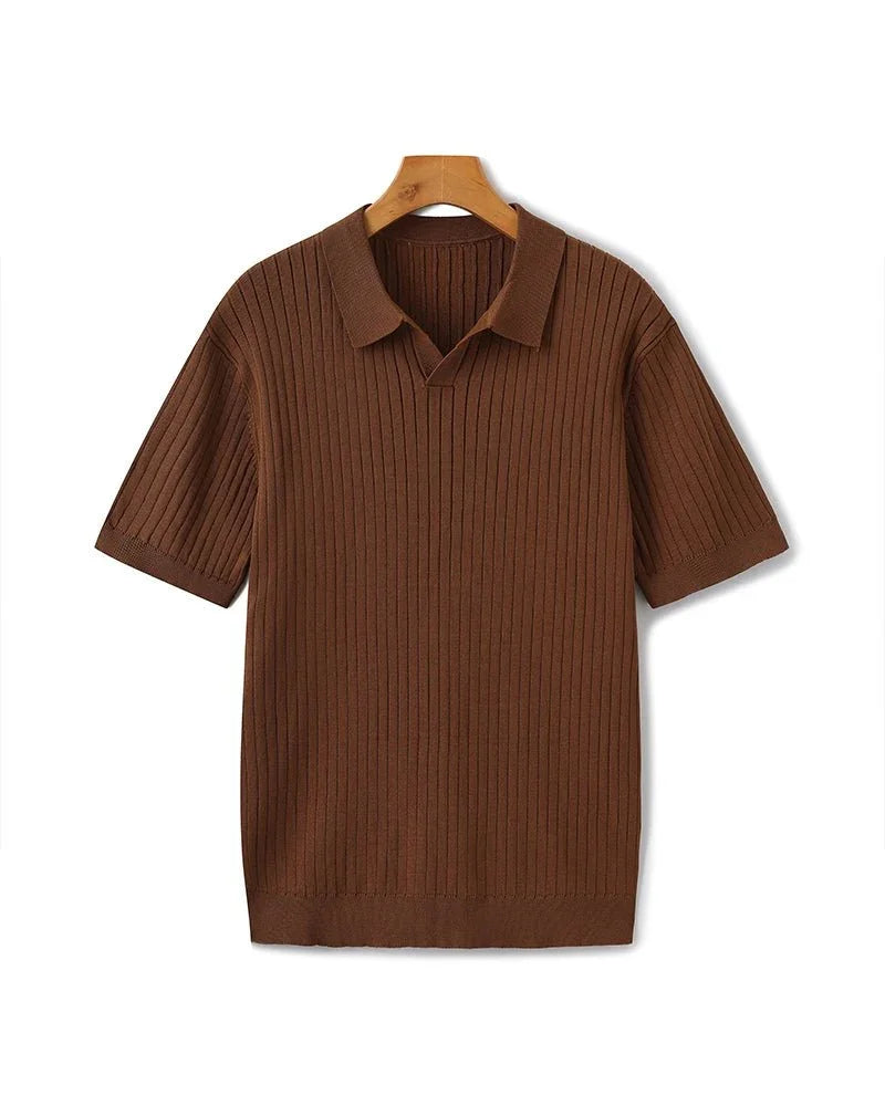 St. James - Ribbed Camicia Polo in Maglia Premium – Marrone