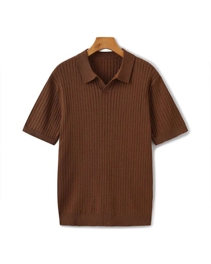 St. James - Ribbed Camicia Polo in Maglia Premium – Marrone