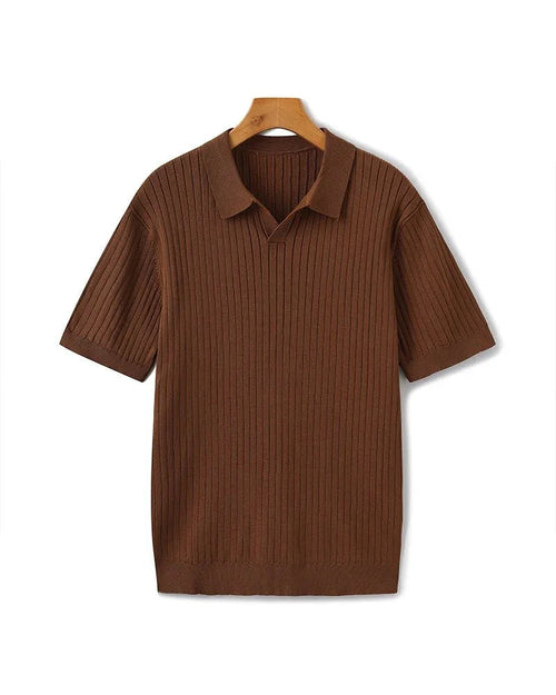 St. James - Ribbed Camicia Polo in Maglia Premium – Marrone