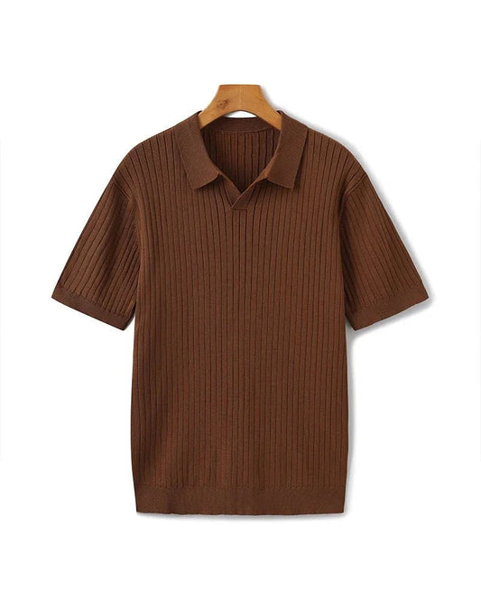 St. James - Ribbed Camicia Polo in Maglia Premium – Marrone