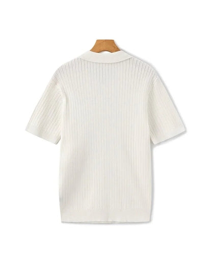 St. James - Ribbed Camicia Polo in Maglia Premium – Bianco