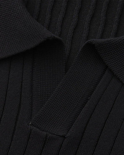 St. James - Ribbed Camicia Polo in Maglia Premium – Nero