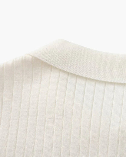 St. James - Ribbed Camicia Polo in Maglia Premium – Bianco
