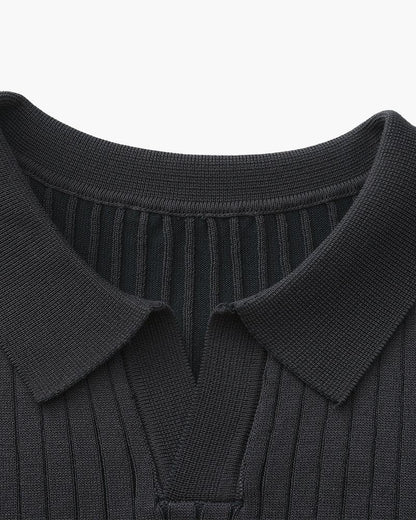 St. James - Ribbed Camicia Polo in Maglia Premium – Grigio