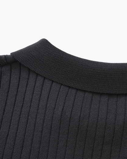 St. James - Ribbed Camicia Polo in Maglia Premium – Grigio