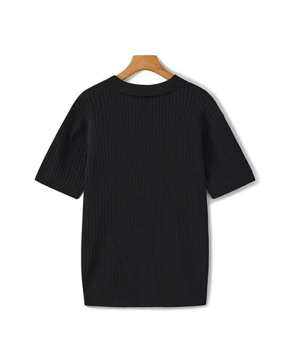 St. James - Ribbed Camicia Polo in Maglia Premium – Nero