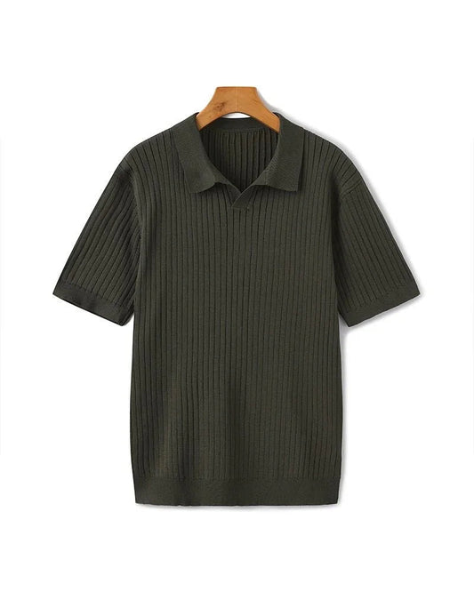 St. James - Ribbed Camicia Polo in Maglia Premium – Verde